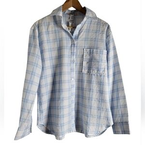 RSQ Light Blue and White Plaid Button Down Shirt